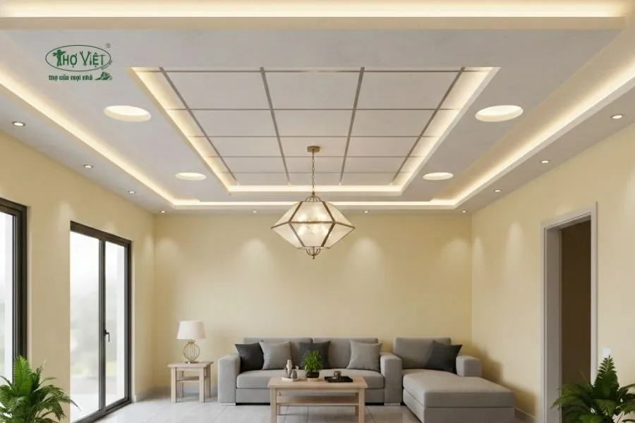 Mẫu trần thạch cao nổi nhà cấp 4