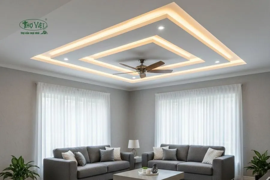 Mẫu trần thạch cao nổi nhà cấp 4