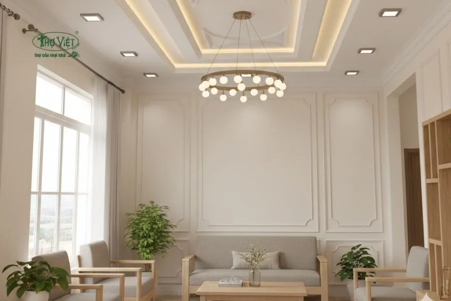 Mẫu trần thạch cao nổi nhà cấp 4