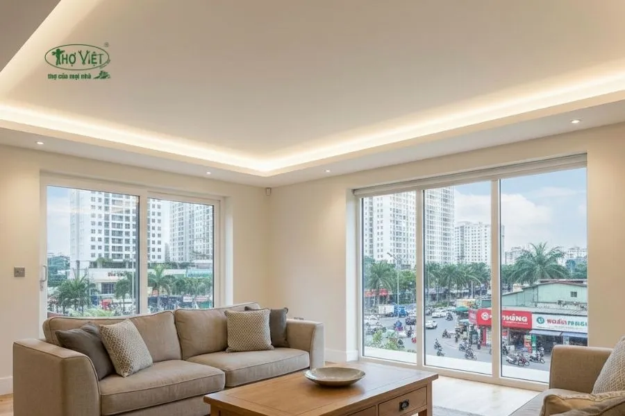 Mẫu trần thạch cao phòng khách đơn giản