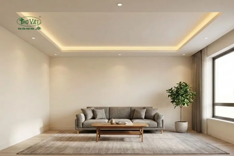 Mẫu trần thạch cao phòng khách đơn giản