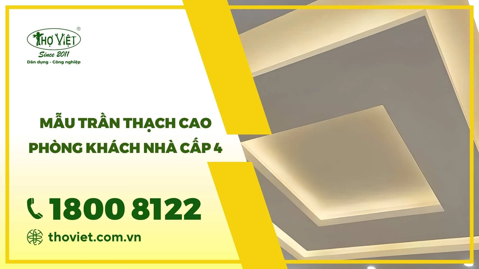 Mẫu trần thạch cao phòng khách nhà cấp 4