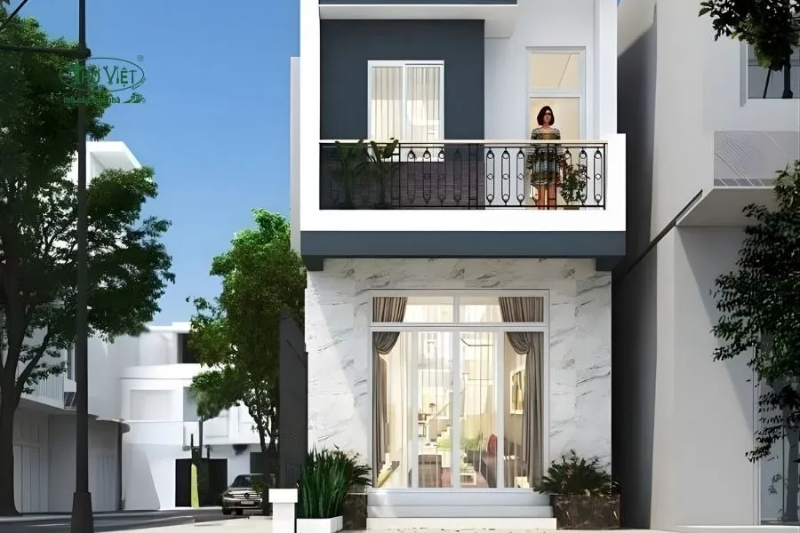 Mẫu xây nhà 2 tầng đẹp giá 1 tỷ có gác lửng