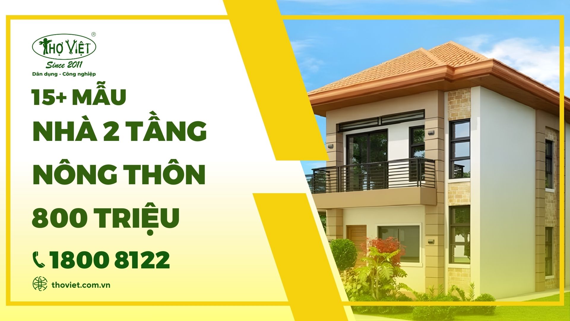 15 mẫu nhà 2 tầng nông thôn 800 triệu hiện nay