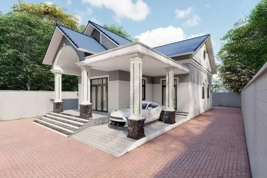 Nhà cấp 4 mái Thái 8x12m có gara ô tô