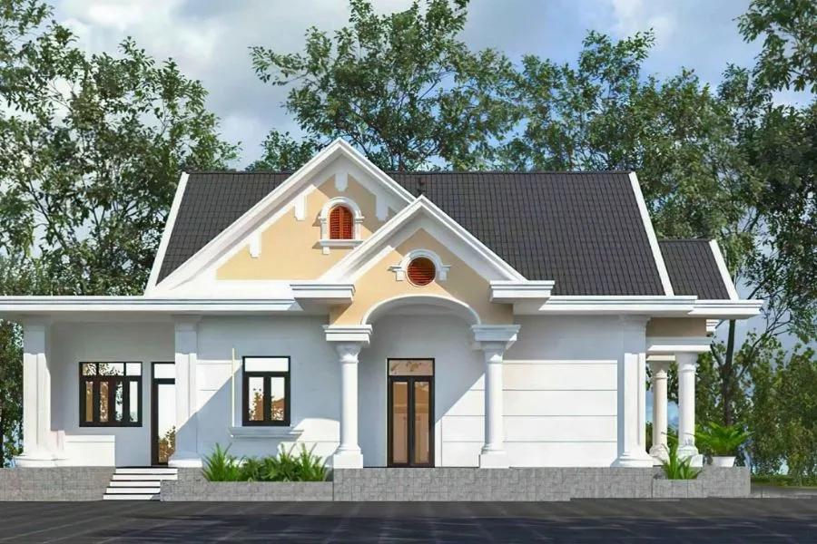 Nhà cấp 4 mái Thái 8x12m phong cách cổ điển nhẹ