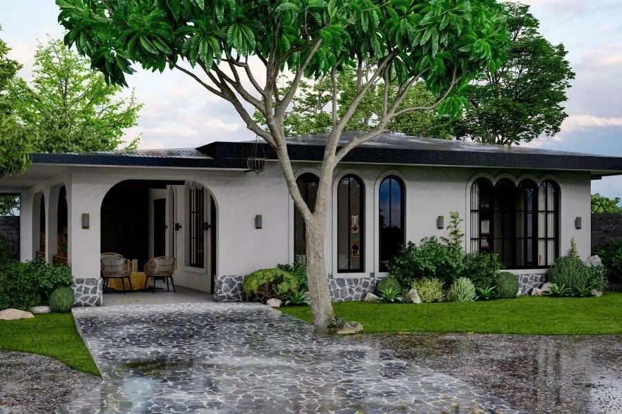 Nhà cấp 4 mái Thái 8x12m phong cách Địa Trung Hải