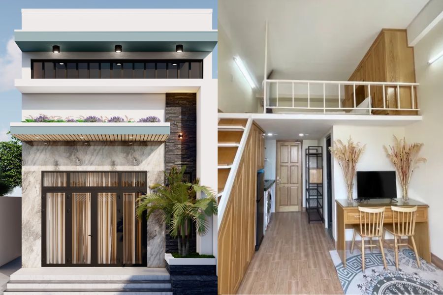 Nhà gác lửng 2 phòng ngủ