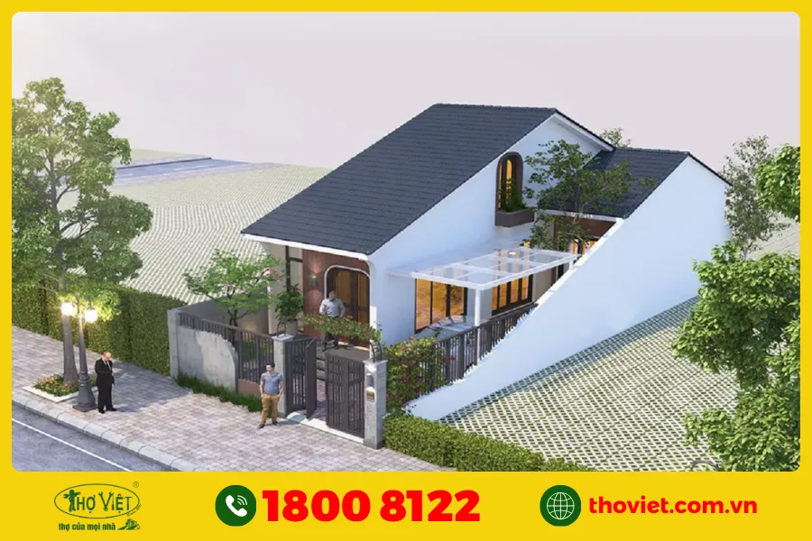 Mẫu nhà cấp 4 chữ L hiện đại