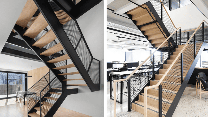 Mẫu Cầu Thang Sắt Kết Hợp Vật Liệu Khác