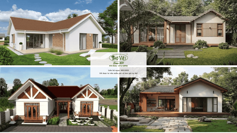 Mẫu nhà 8x12 1 tầng chữ LU