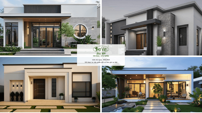 Mẫu nhà 8x12 1 tầng hiện đạimái bằng