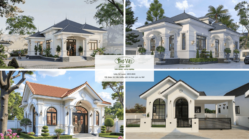 Mẫu nhà 8x12 1 tầng tân cổ điểnPháp