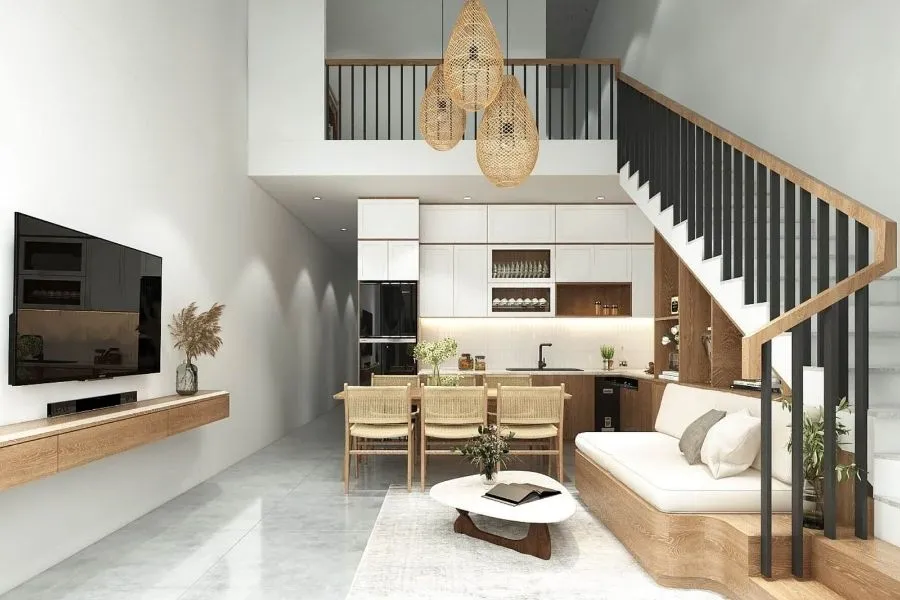 Mẫu nhà 2 tầng nông thôn 500 triệu có gác lửng