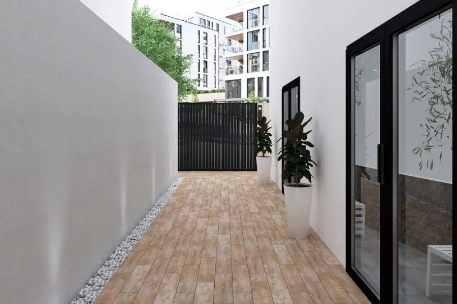 Gạch giả gỗ lát hiên nhà