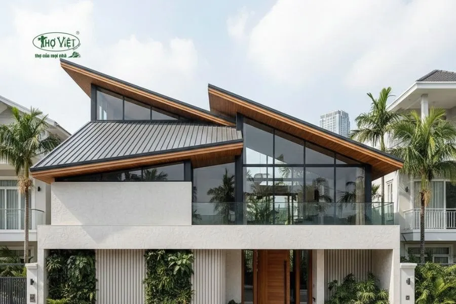 Mẫu mái nhà đẹp kiểu mái lệch
