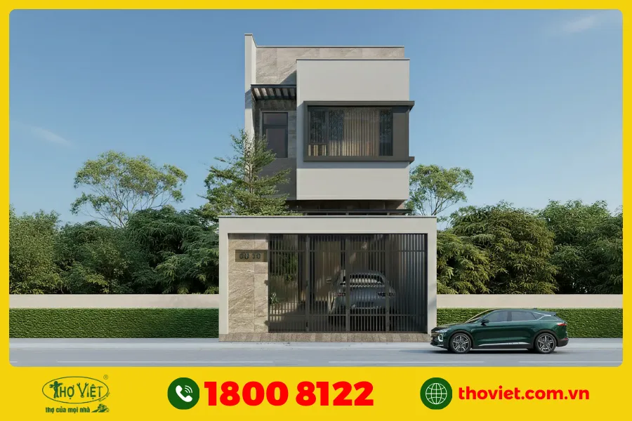 Mẫu nhà 1 trệt 2 lầu hiện đại