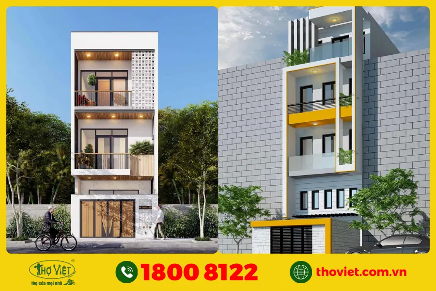 Mẫu nhà 1 trệt 2 lầu hiện đại số 6