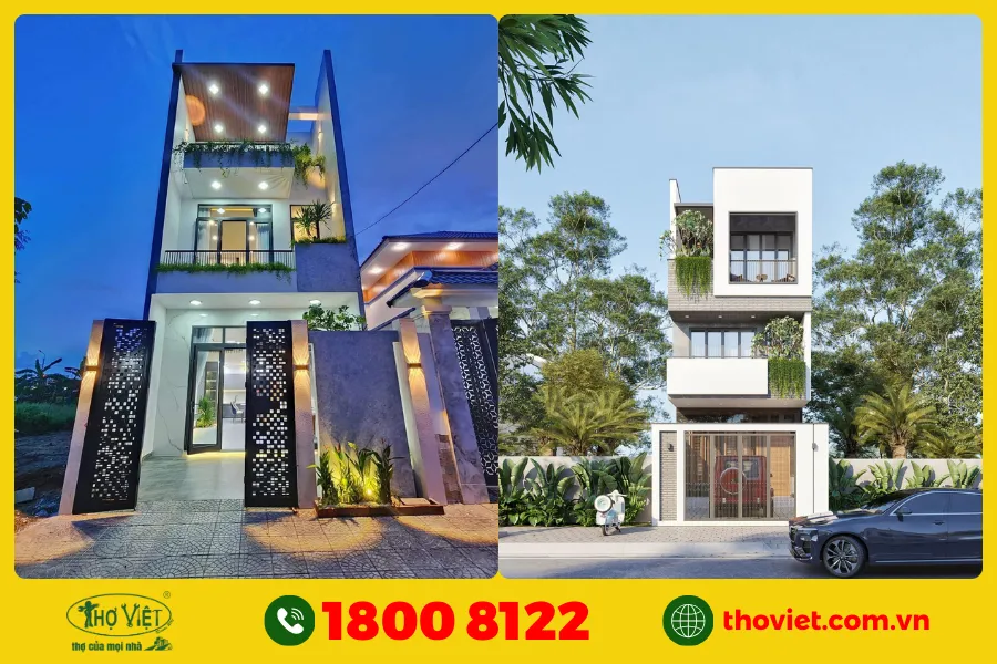 Mẫu nhà 1 trệt 2 lầu hiện đại số 7