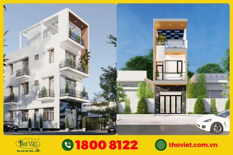 Mẫu nhà 1 trệt 2 lầu hiện đại số 8