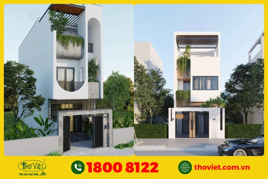 Mẫu nhà 1 trệt 2 lầu hiện đại số 9