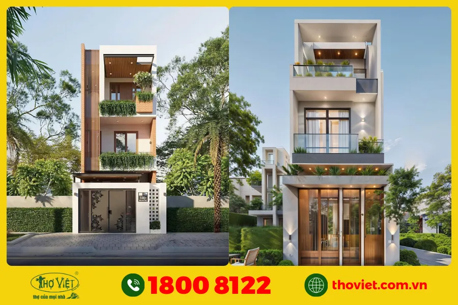 Mẫu nhà 1 trệt 2 lầu hiện đại số 10