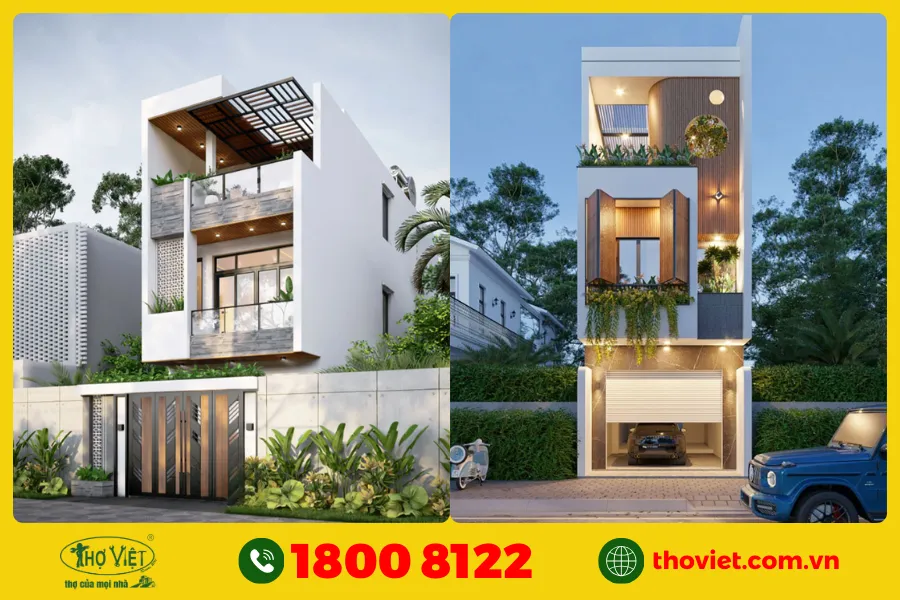 Mẫu nhà 1 trệt 2 lầu hiện đại số 12