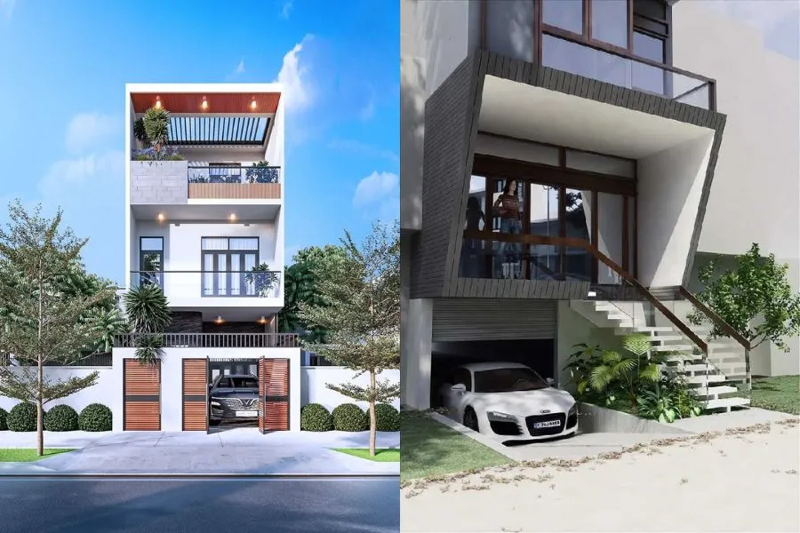 Mẫu nhà 1 trệt 3 lầu có gara ô tô