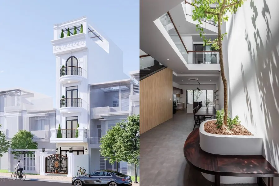Mẫu nhà 1 trệt 3 lầu có giếng trời