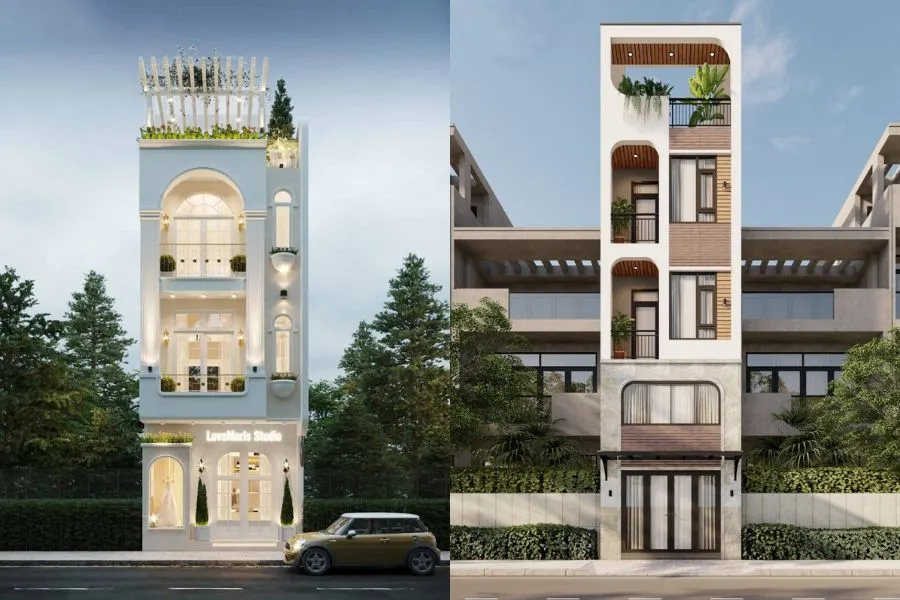 Mẫu nhà 1 trệt 3 lầu phong cách châu Âu