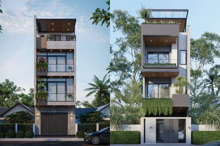 Mẫu nhà 1 trệt 3 lầu phong cách công nghiệp