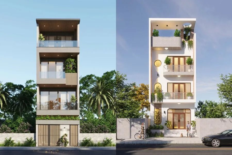 Mẫu nhà 1 trệt 3 lầu phong cách hiện đại