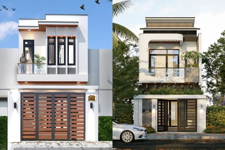 Mẫu nhà 2 tầng 700 triệu mái bằng phong cách hiện đại