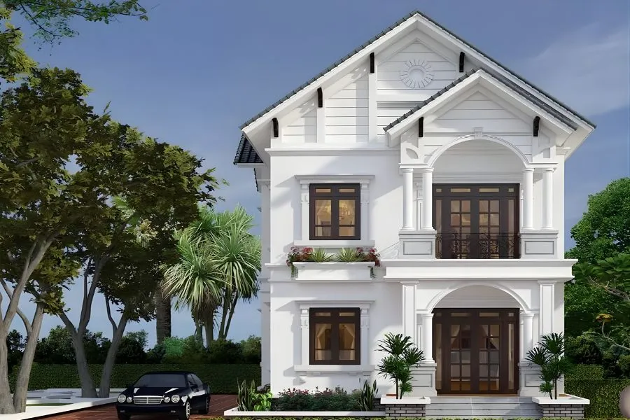 Mẫu nhà 2 tầng mái thái 100m2