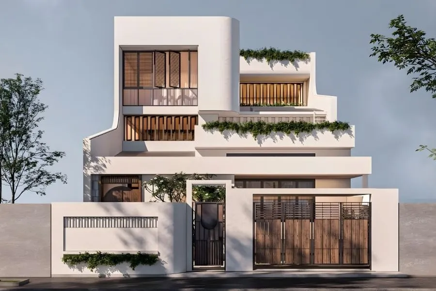 Mẫu nhà 2 tầng mặt tiền 8m 3 phòng ngủ