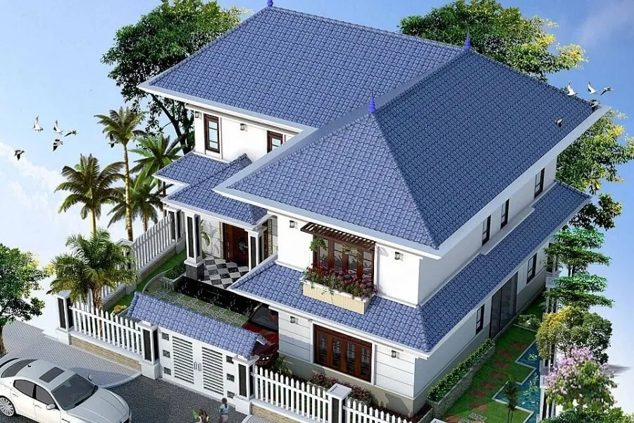 Mẫu nhà 2 tầng nông thôn 500 triệu có gara ô tô