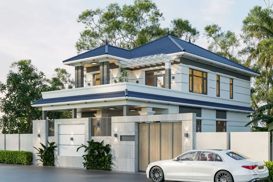 Mẫu nhà 2 tầng nông thôn 500 triệu mái Tôn
