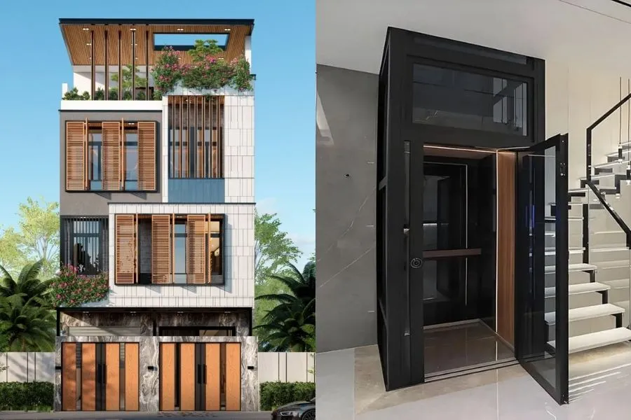 Mẫu nhà 3 tầng mặt tiền 7m có thang máy