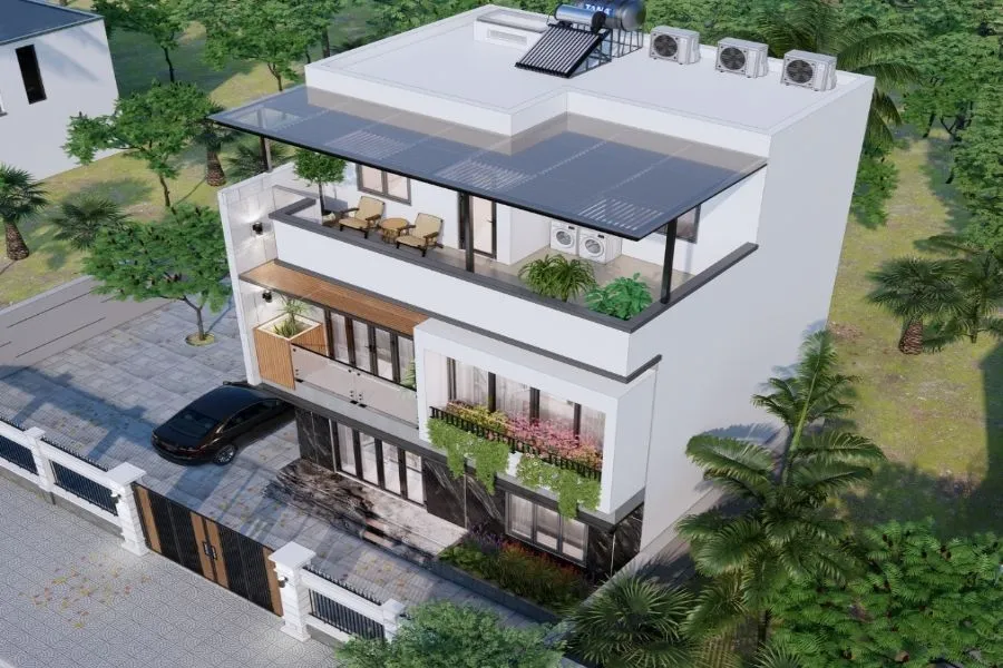 Mẫu nhà 3 tầng mặt tiền 7m hiện đại