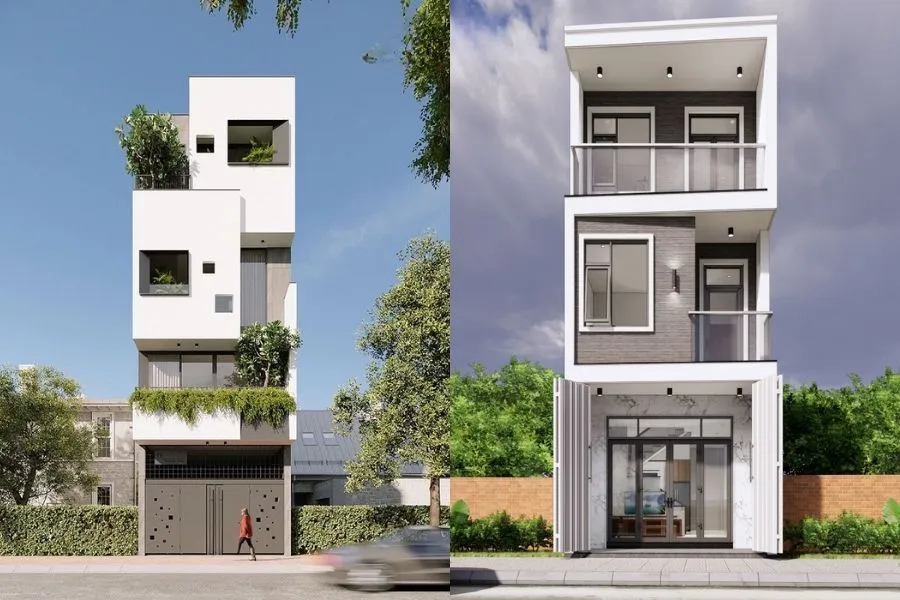 Mẫu nhà 3 tầng mặt tiền 7m mái bằng