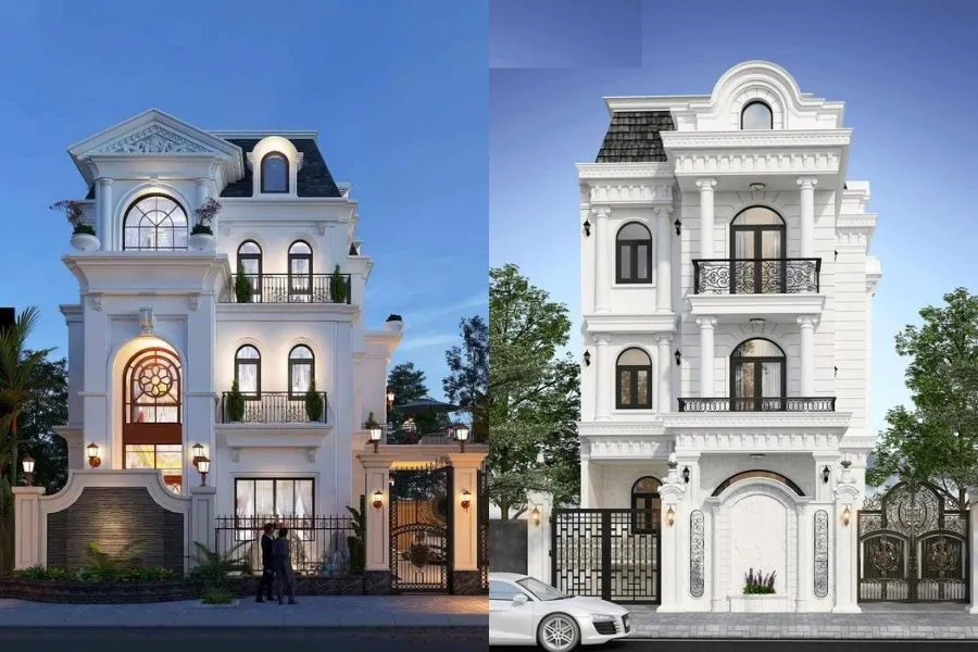 Mẫu nhà 3 tầng mặt tiền 7m tân cổ điển