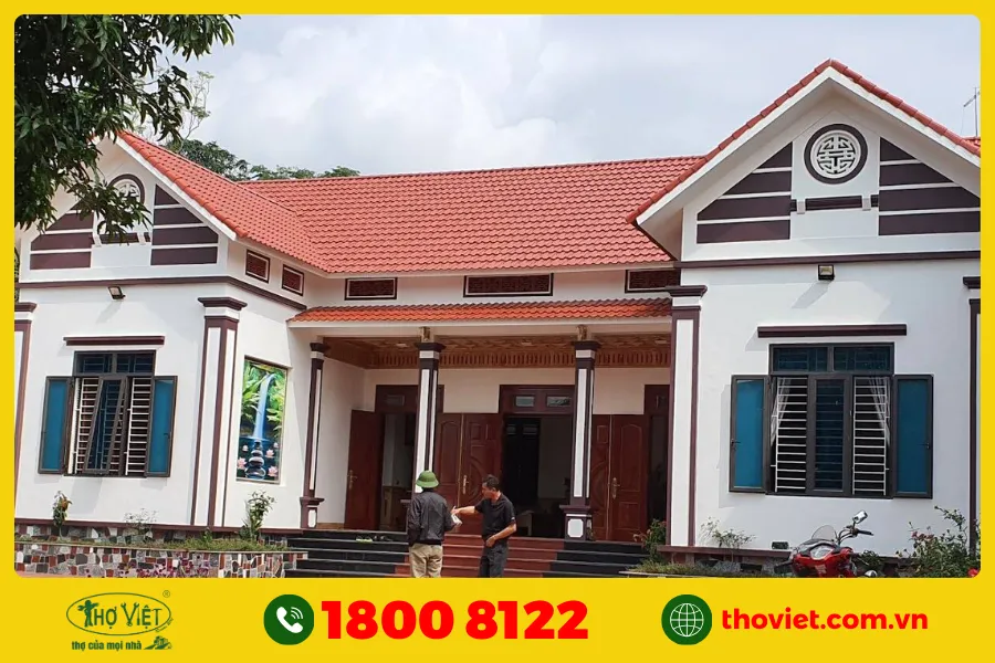 Mẫu nhà 5 gian 4 phòng ngủ chữ U