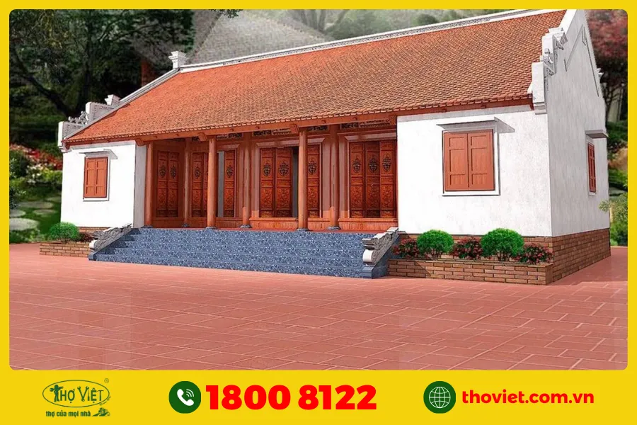 Mẫu nhà 5 gian 4 phòng ngủ mái bằng