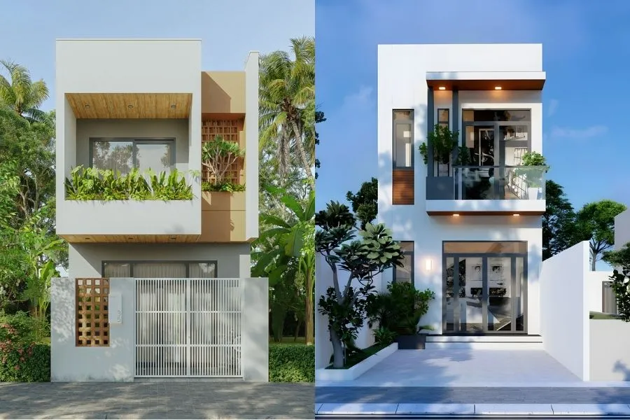 Mẫu nhà 50m2 2 tầng mái bằng
