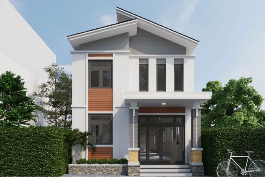 Mẫu nhà 50m2 2 tầng mái lệch