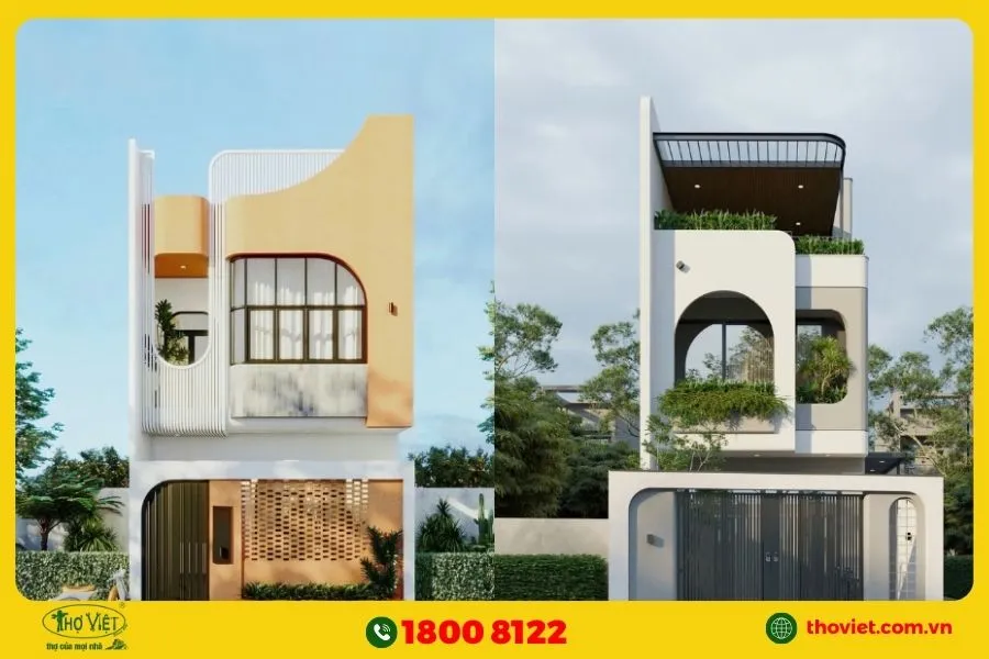 Mẫu nhà 6x18m 2 tầng phong cách Địa Trung Hải