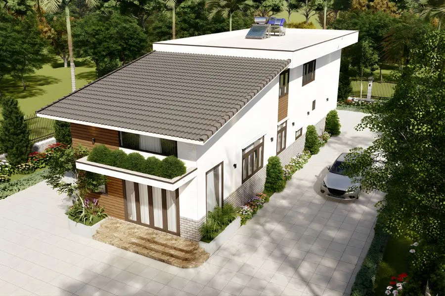 Mẫu nhà 7x12m 1 tầng có gác lửng