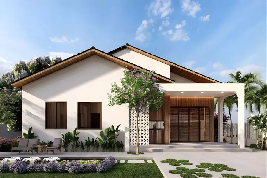 Mẫu nhà 7x12m 1 tầng có sân vườn