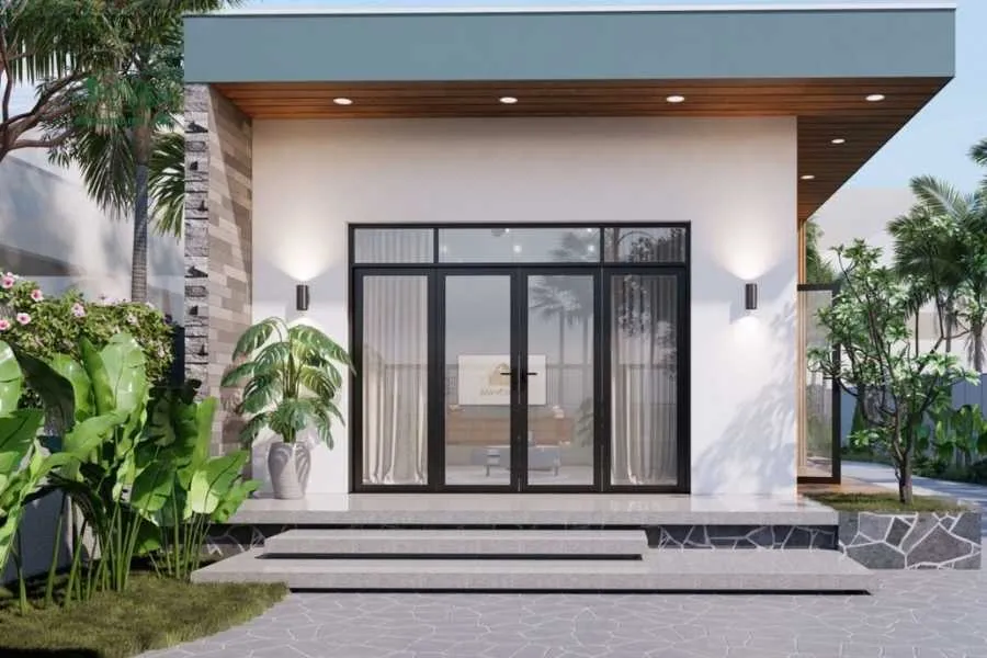 Mẫu nhà cấp 4 ngang 6m 3 phòng ngủ mái bằng