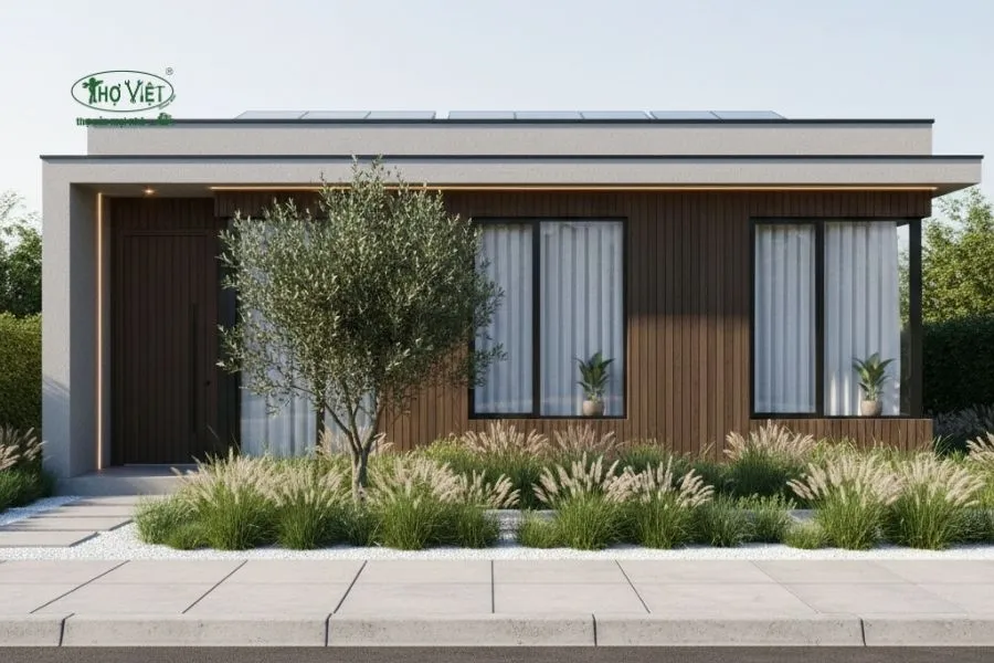 Mẫu nhà cấp 4 ngang 6m 3 phòng ngủ mái bằng